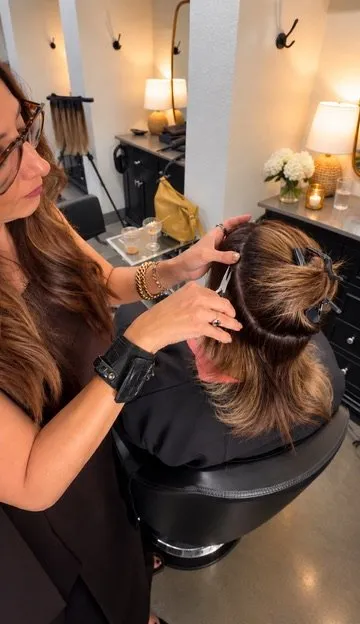 Precise sectioning during hand-tied extension installation at Studio One