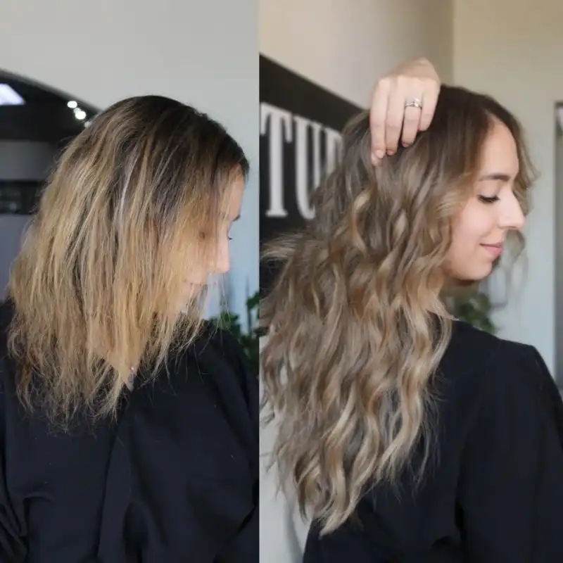 Hair extension before and after