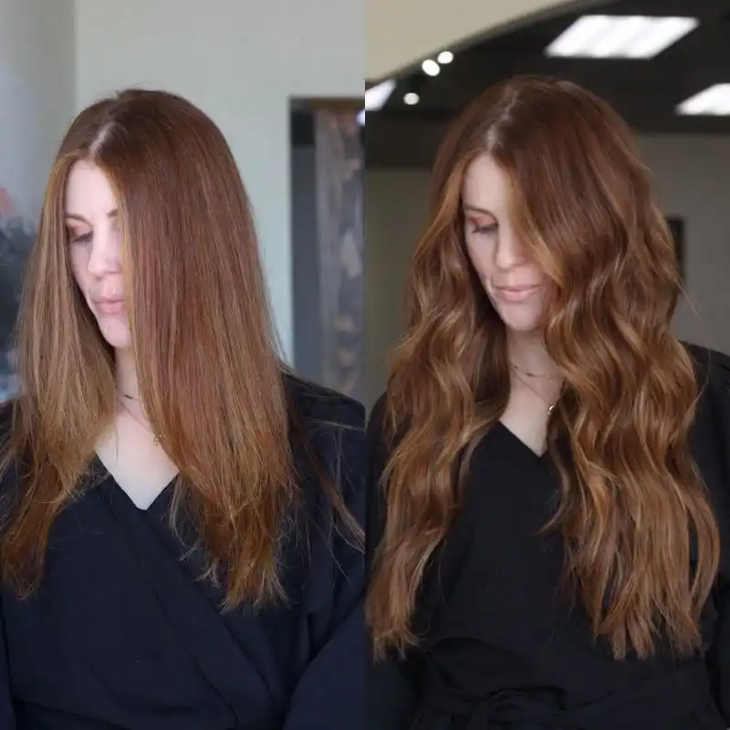 Hair extension before and after