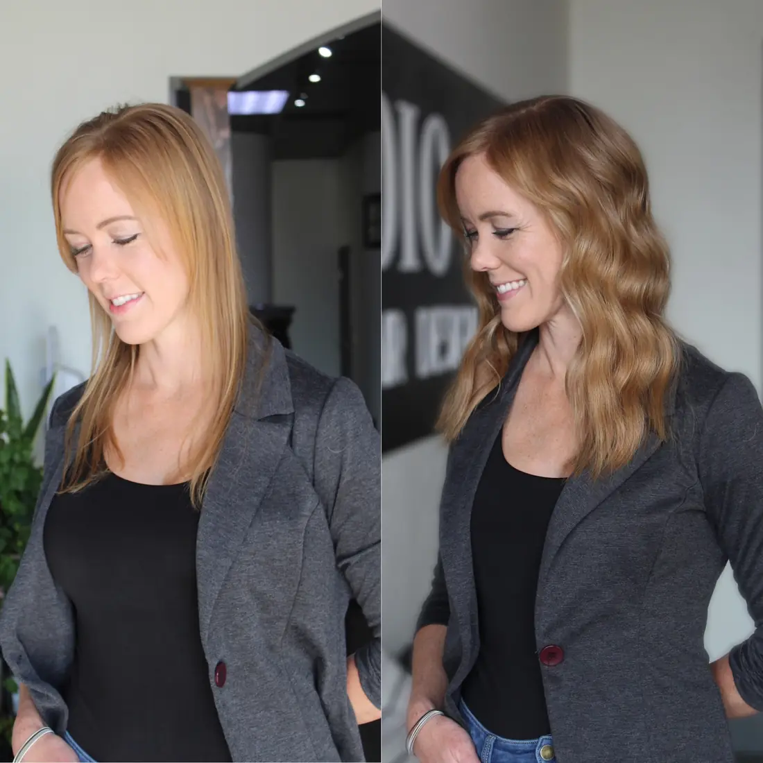 Hair extension before and after, Studio One Fresno
